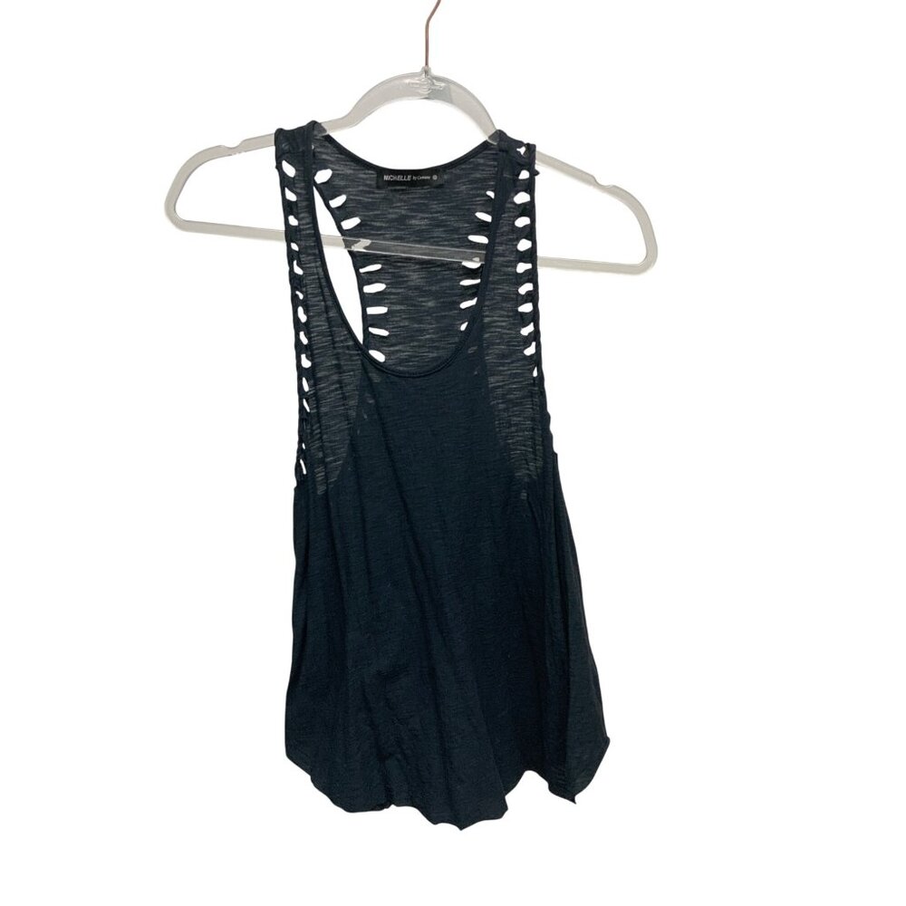 Michelle By Comune Racerback Tank With Knot Trim & Raw Hem